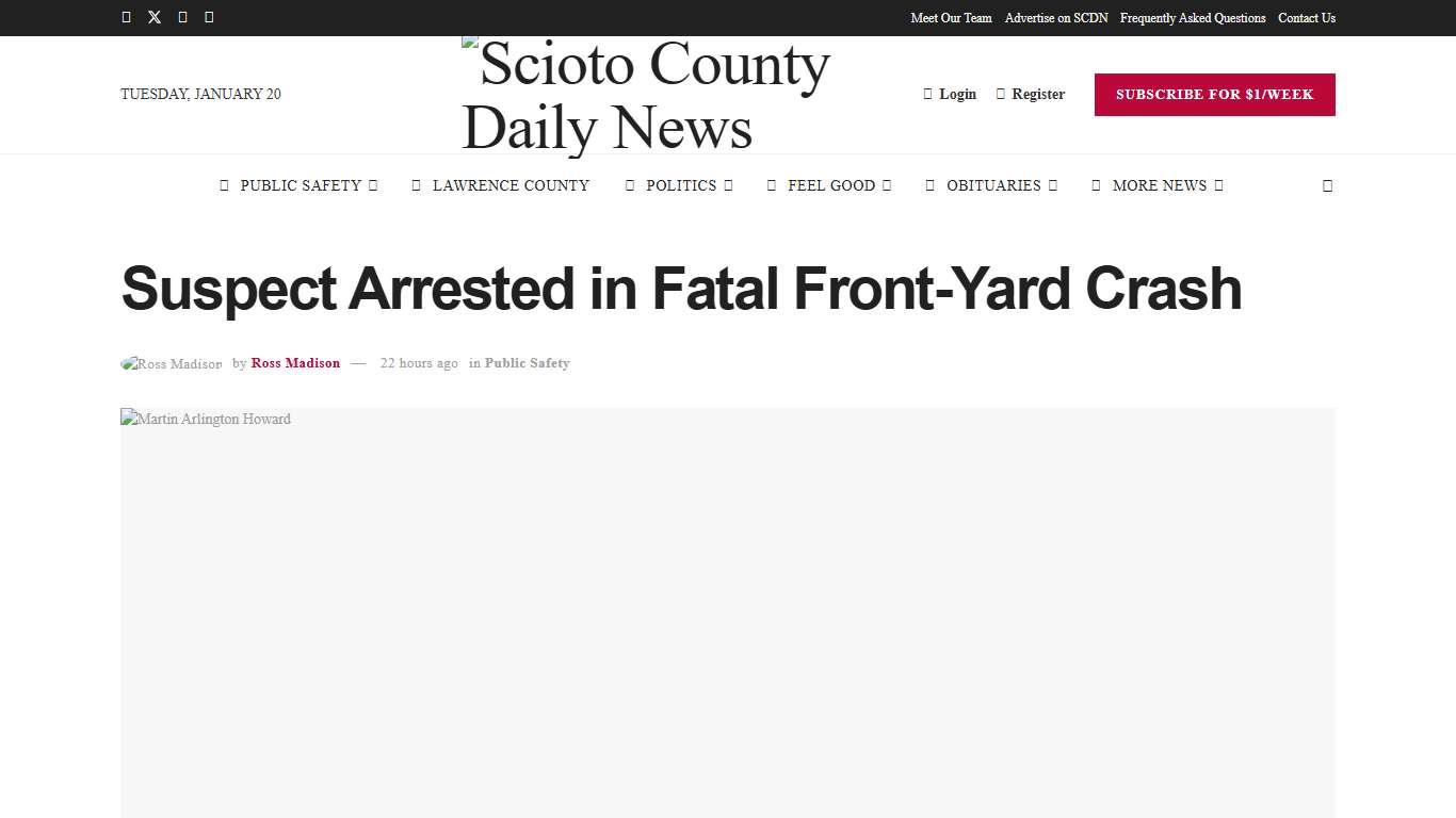 Suspect Arrested in Fatal Front-Yard Crash  – Scioto County Daily News